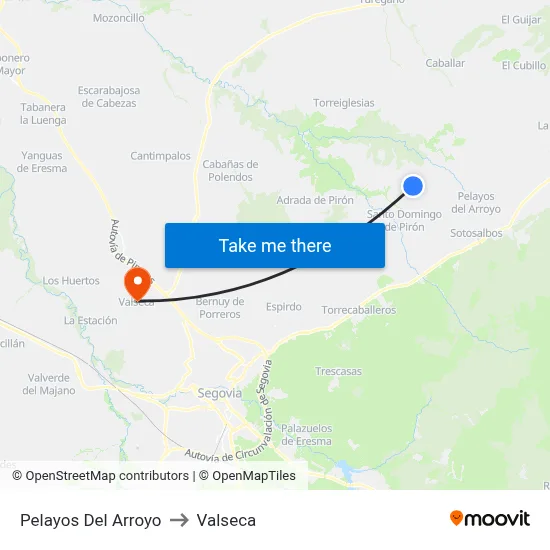 Pelayos Del Arroyo to Valseca map