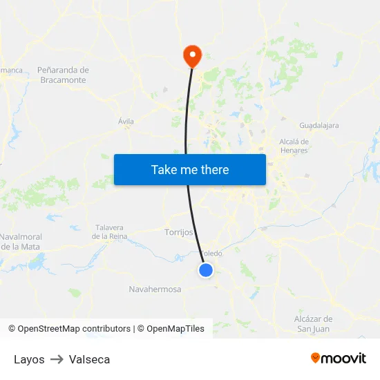 Layos to Valseca map