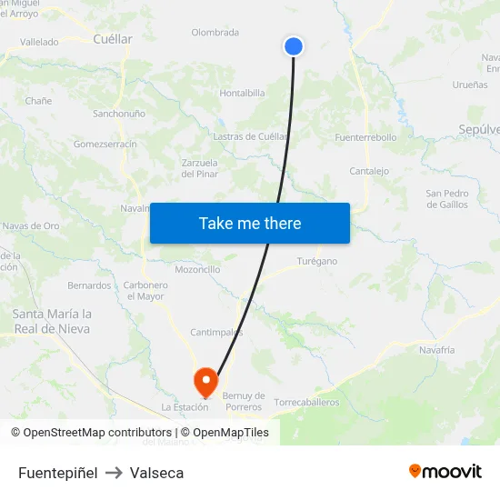 Fuentepiñel to Valseca map