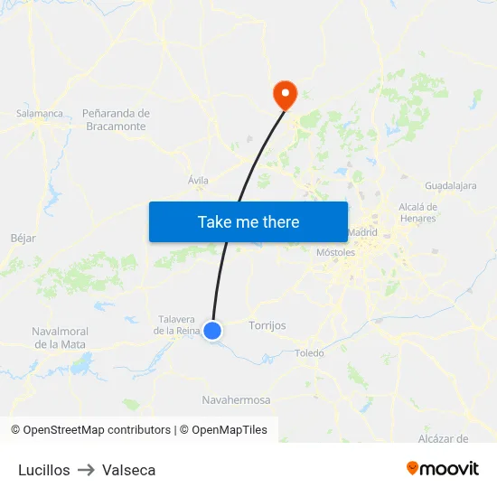 Lucillos to Valseca map