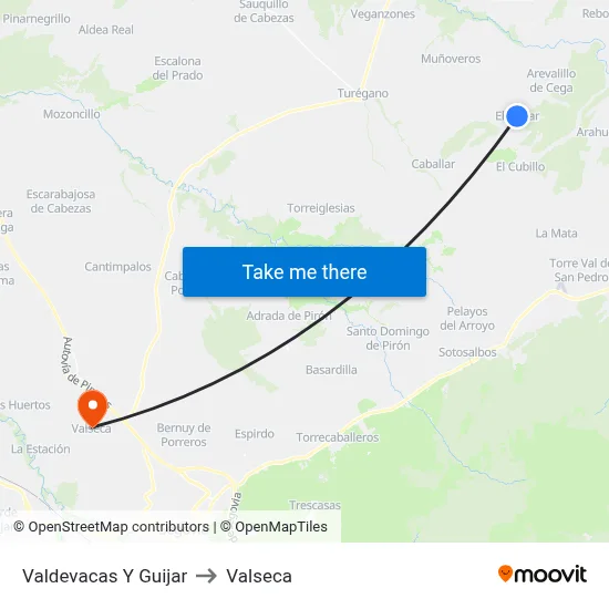 Valdevacas Y Guijar to Valseca map