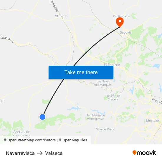 Navarrevisca to Valseca map