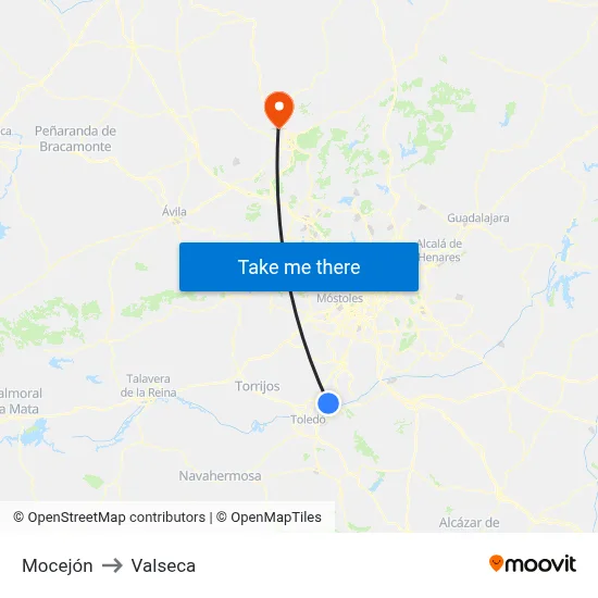 Mocejón to Valseca map