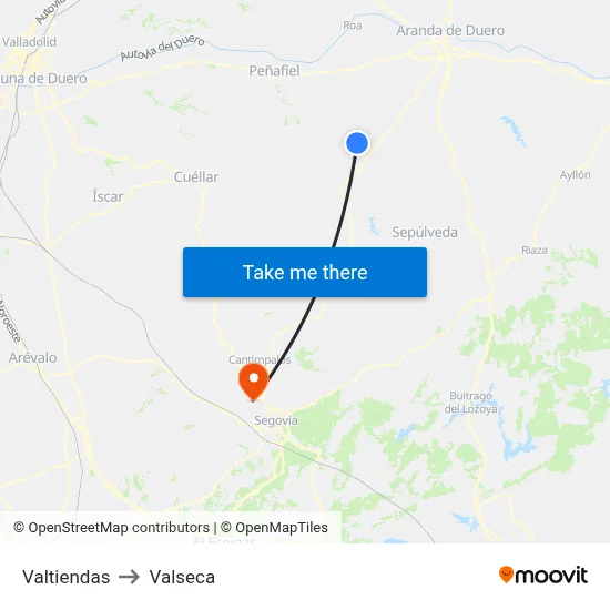 Valtiendas to Valseca map