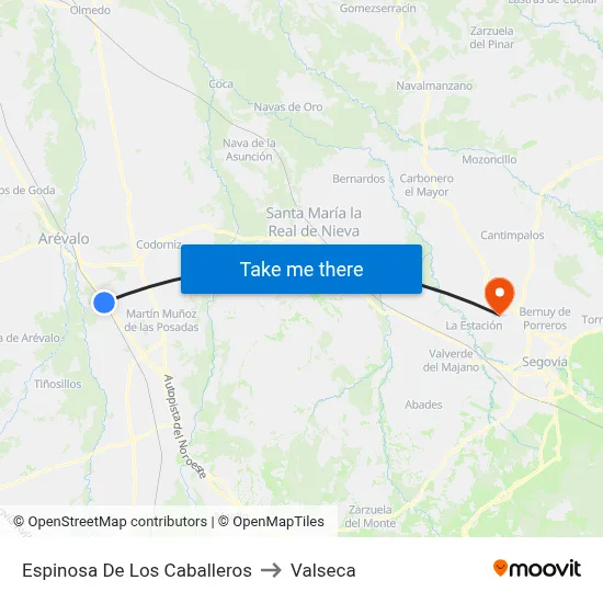 Espinosa De Los Caballeros to Valseca map