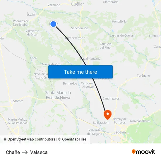 Chañe to Valseca map