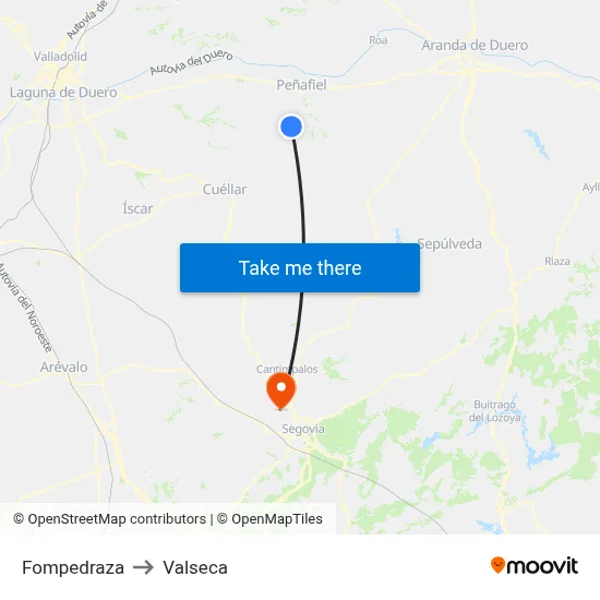 Fompedraza to Valseca map