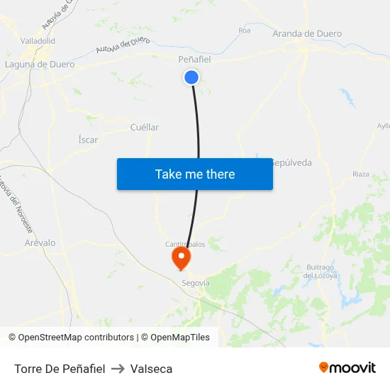 Torre De Peñafiel to Valseca map