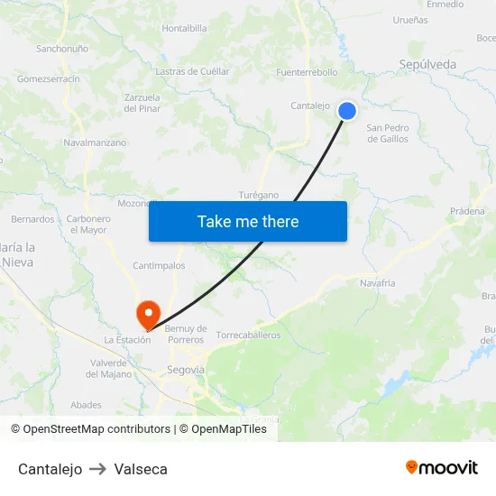 Cantalejo to Valseca map