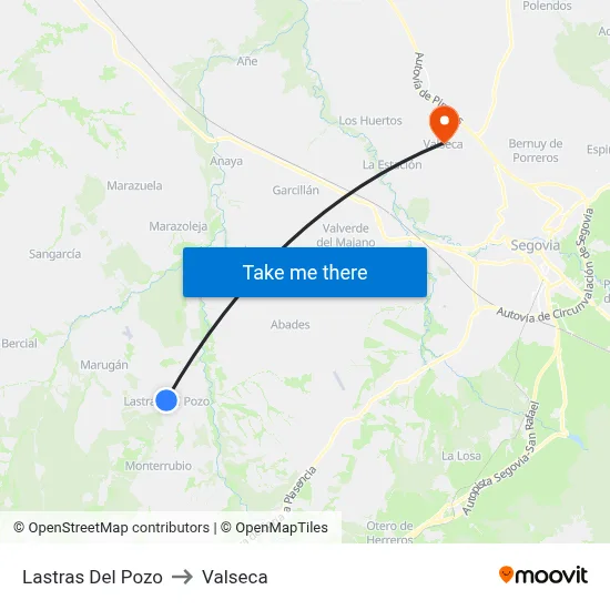 Lastras Del Pozo to Valseca map