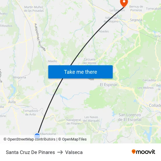 Santa Cruz De Pinares to Valseca map
