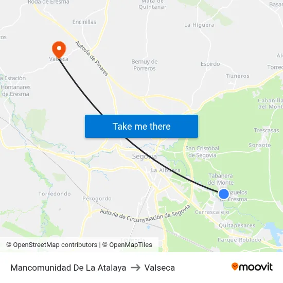 Mancomunidad De La Atalaya to Valseca map