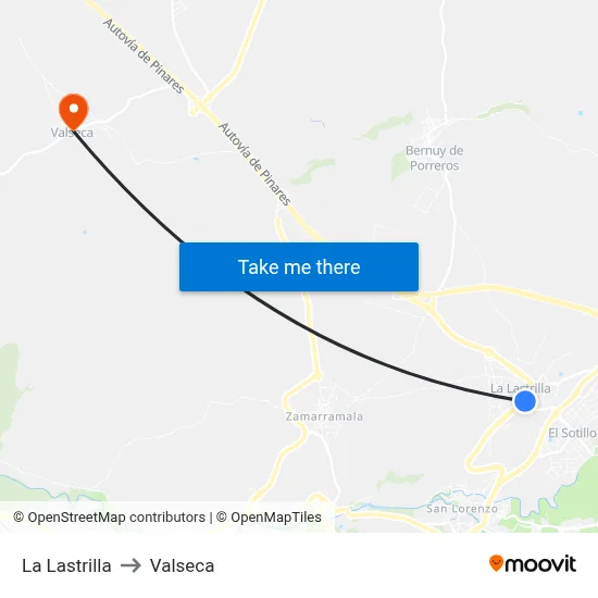 La Lastrilla to Valseca map