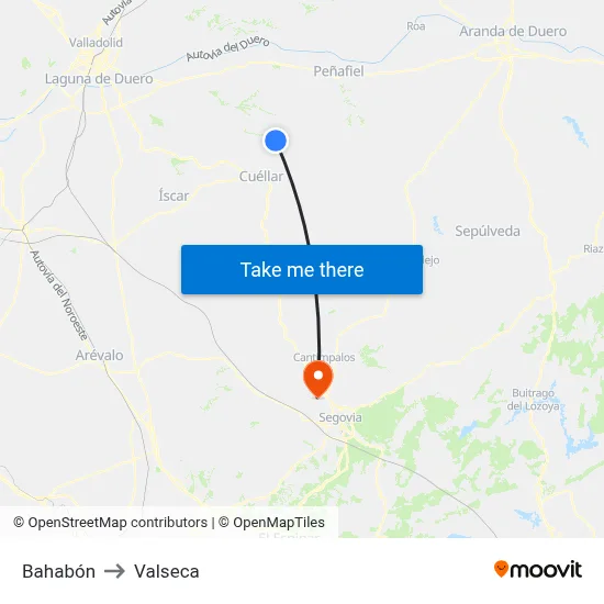Bahabón to Valseca map