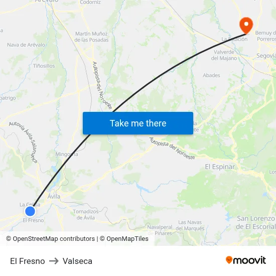 El Fresno to Valseca map