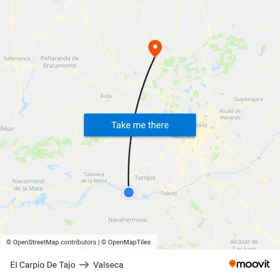 El Carpio De Tajo to Valseca map