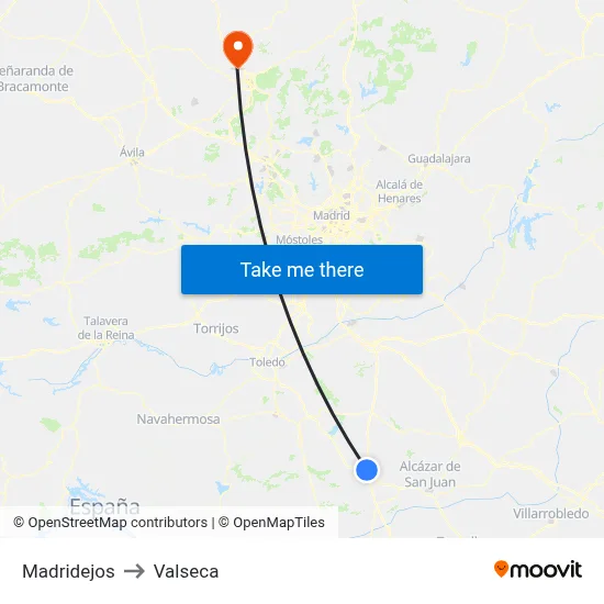 Madridejos to Valseca map