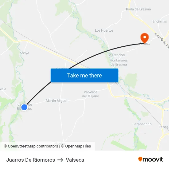 Juarros De Riomoros to Valseca map