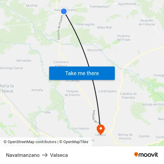 Navalmanzano to Valseca map