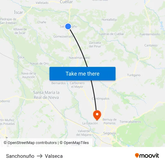 Sanchonuño to Valseca map