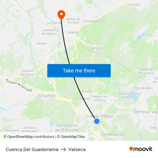 Cuenca Del Guadarrama to Valseca map