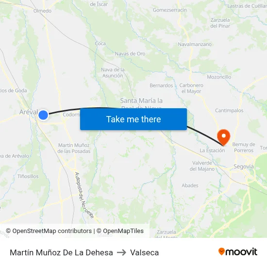 Martín Muñoz De La Dehesa to Valseca map