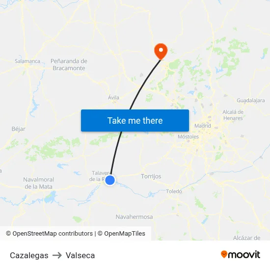 Cazalegas to Valseca map
