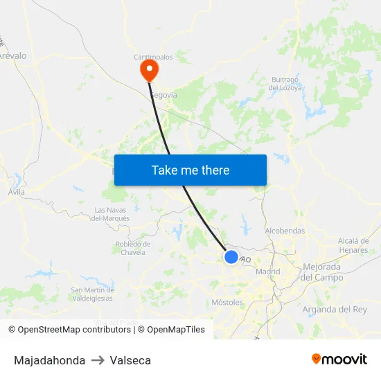 Majadahonda to Valseca map