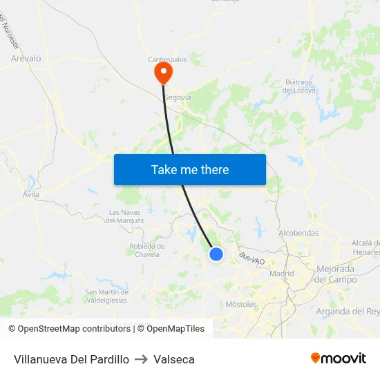 Villanueva Del Pardillo to Valseca map