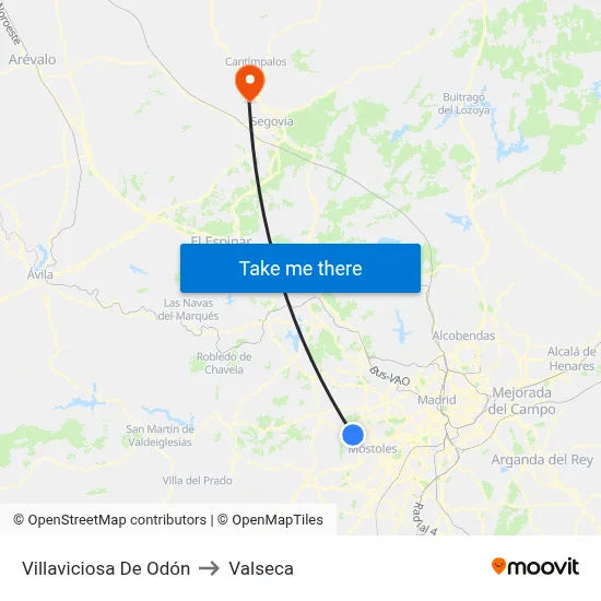 Villaviciosa De Odón to Valseca map