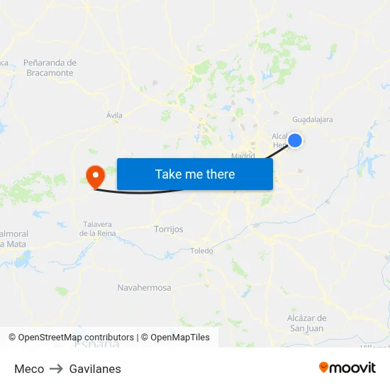 Meco to Gavilanes map