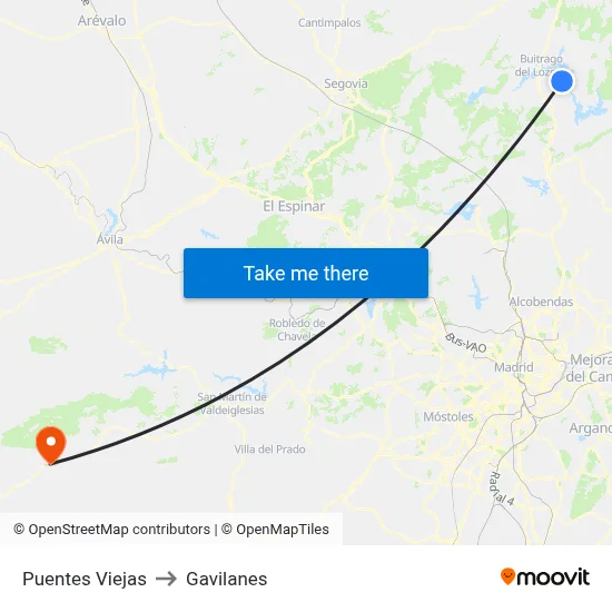 Puentes Viejas to Gavilanes map