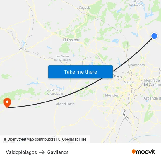 Valdepiélagos to Gavilanes map