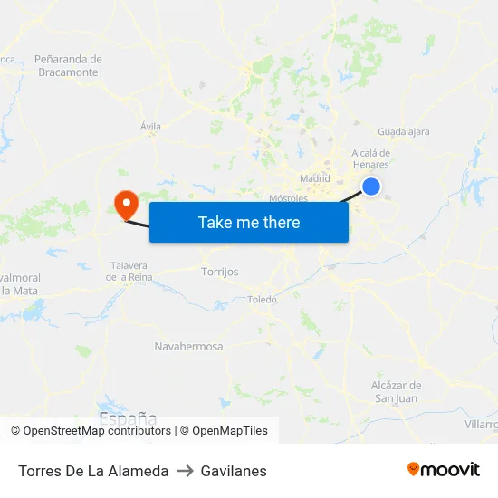 Torres De La Alameda to Gavilanes map