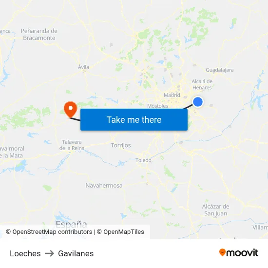 Loeches to Gavilanes map
