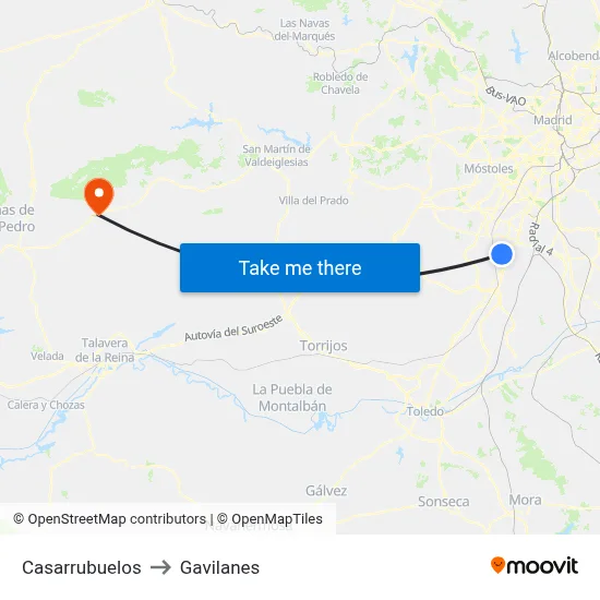 Casarrubuelos to Gavilanes map