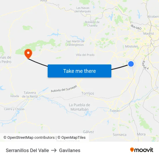 Serranillos Del Valle to Gavilanes map