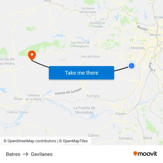 Batres to Gavilanes map