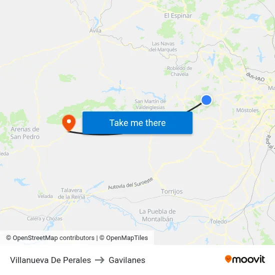 Villanueva De Perales to Gavilanes map