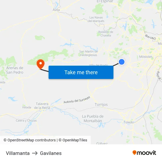 Villamanta to Gavilanes map