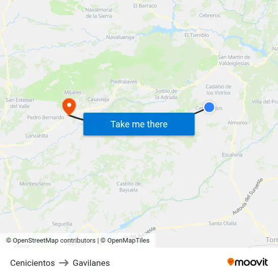 Cenicientos to Gavilanes map