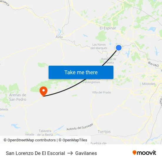 San Lorenzo De El Escorial to Gavilanes map