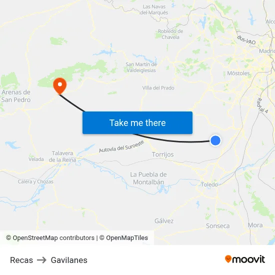 Recas to Gavilanes map