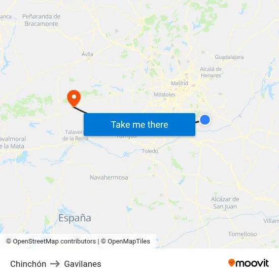 Chinchón to Gavilanes map