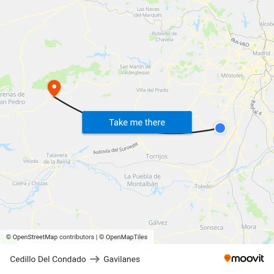 Cedillo Del Condado to Gavilanes map