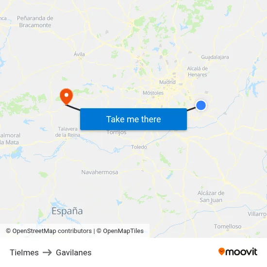 Tielmes to Gavilanes map