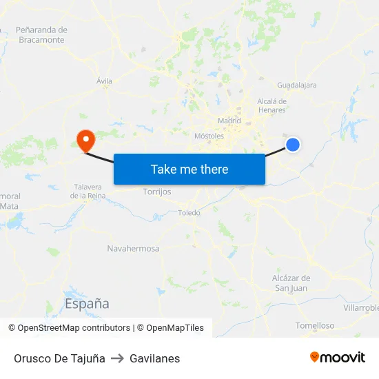 Orusco De Tajuña to Gavilanes map