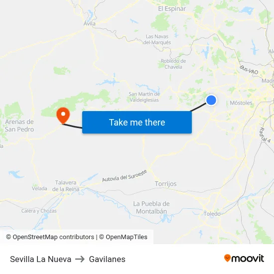 Sevilla La Nueva to Gavilanes map