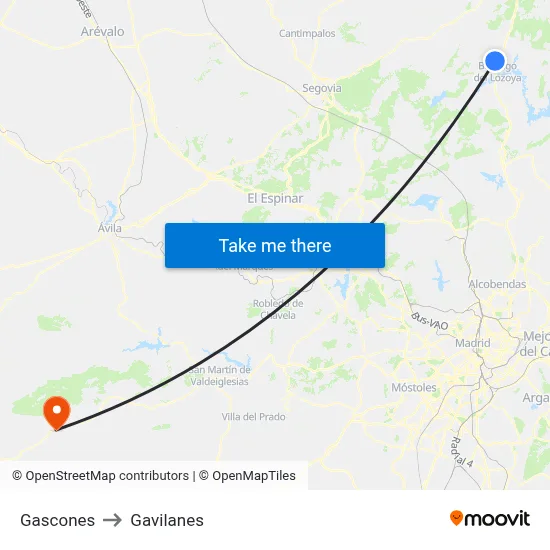 Gascones to Gavilanes map