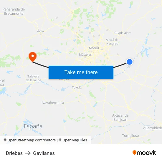 Driebes to Gavilanes map